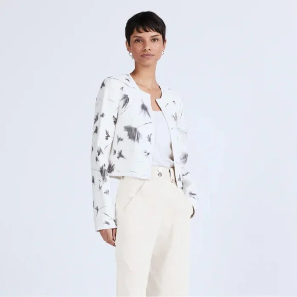 Derek Lam 10 Crosby Cameron Cotton Sequin Jacket, White/Black Multi, Size 10 NWT - Picture 1 of 9